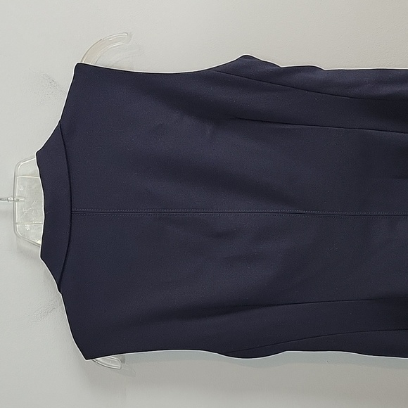 Club Monaco navy blue button front belted sleeveless collared midi dress - Picture 5 of 6